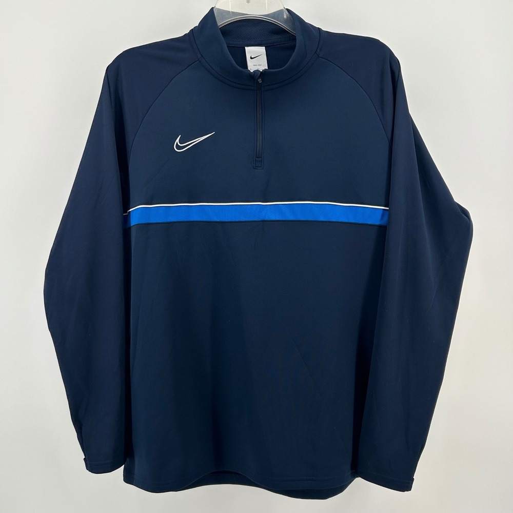 Nike Quarter Zip Fleece Mens XL Navy Blue Dri-FIT Drill Top DV2850-453 Training